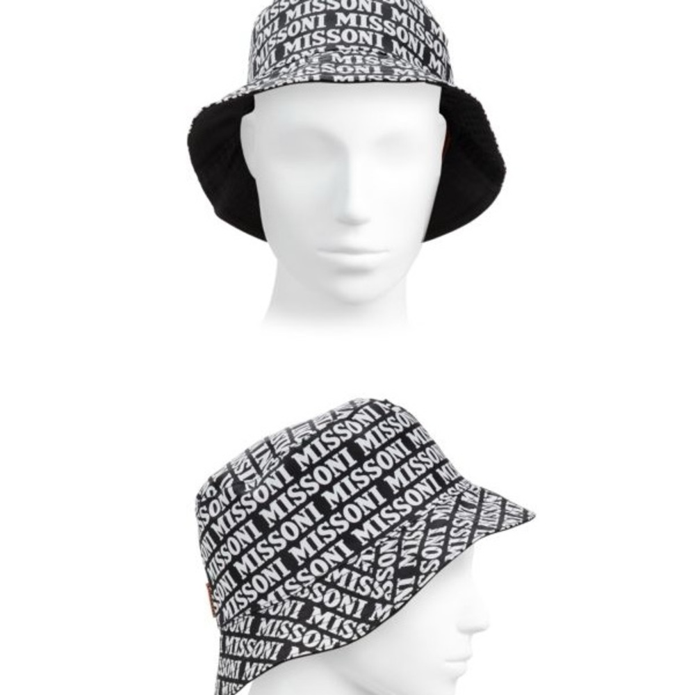 MISSONI Logo black and white Reversible Bucket Hat, Sz Small